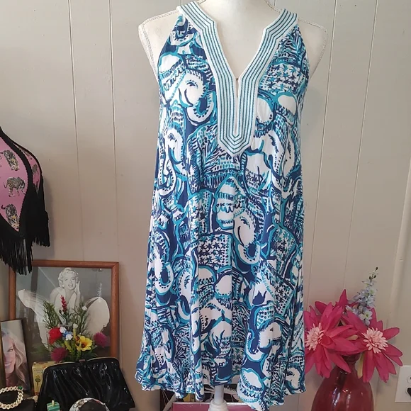 Lilly Pulitzer Beach Dress Blue and White XS - Picture 1 of 8